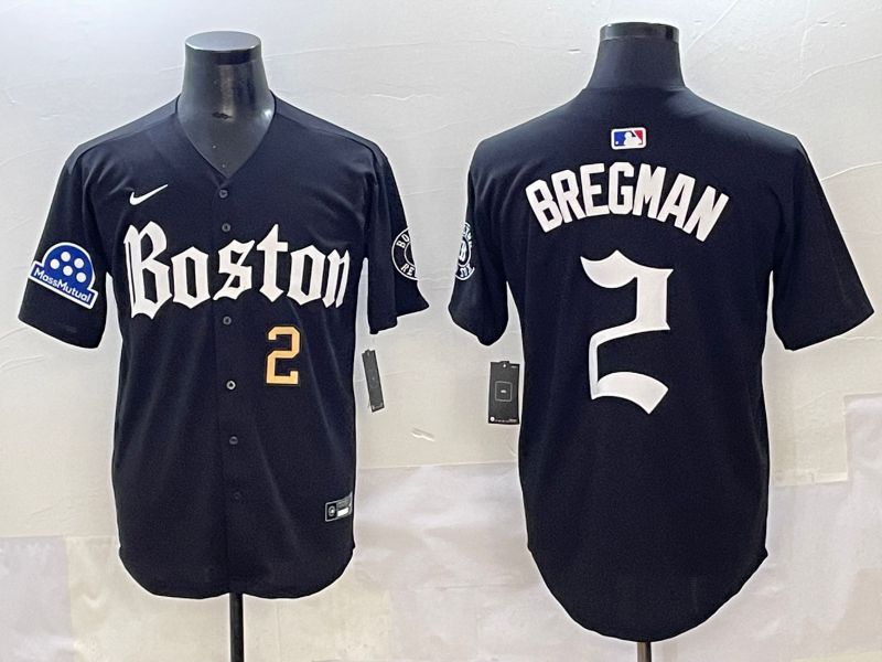 Men 2025 Boston Red Sox #2 Bregman Black Five generations Joint Name Nike MLB Jersey style 8->boston red sox->MLB Jersey